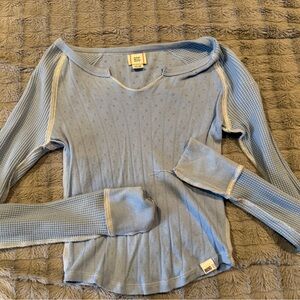 BDG Urban Outfitters Light Blue Eyelet Knit Top